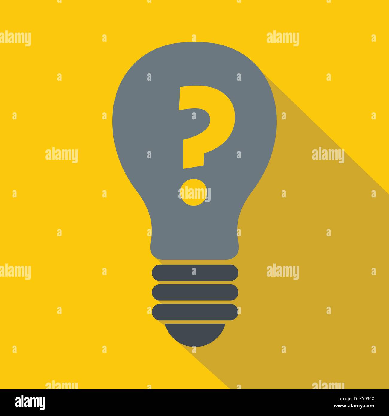 Gray light bulb with question mark inside icon. Flat illustration of