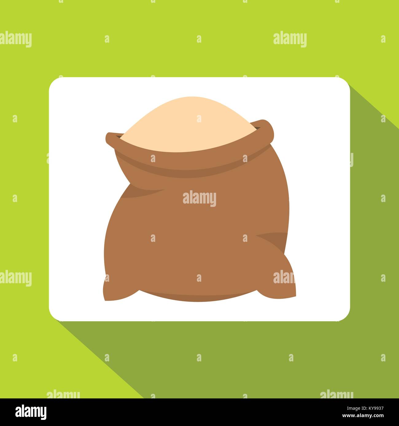 Linen sack full of flour icon. Flat illustration of linen sack full of ...