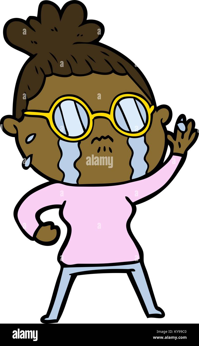 cartoon crying woman wearing spectacles Stock Vector Image & Art - Alamy