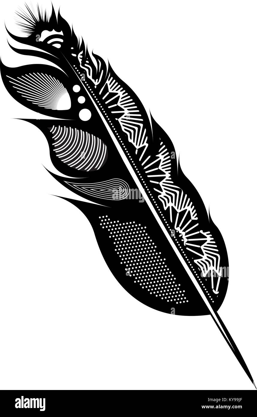 Decorative feather, tribal design, vector illustration for your design ...