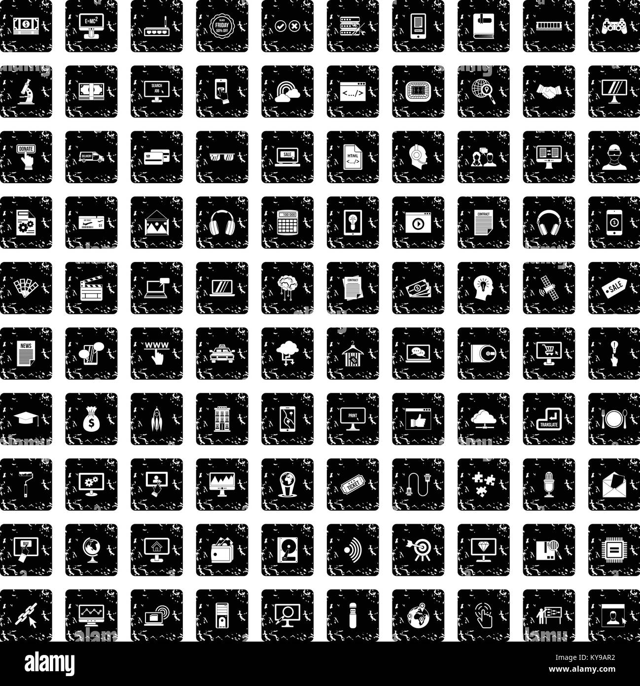 100 website icons set in grunge style isolated vector illustration ...