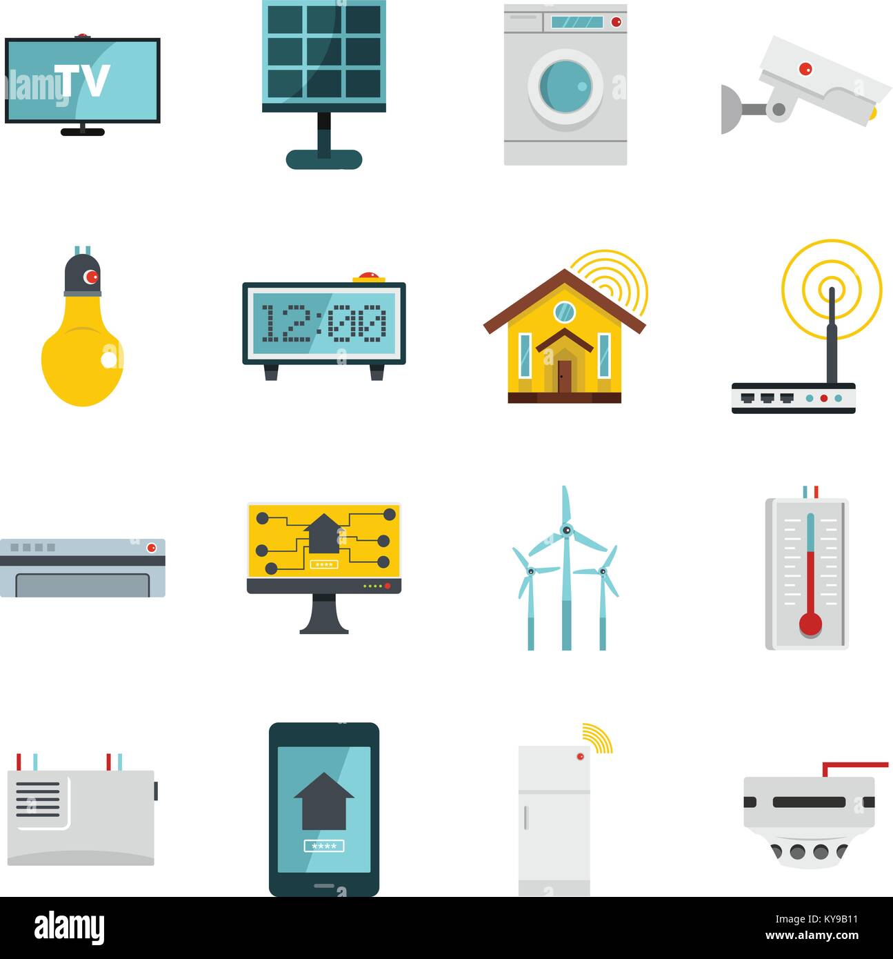 Smart home house icons set in flat style isolated vector illustration ...