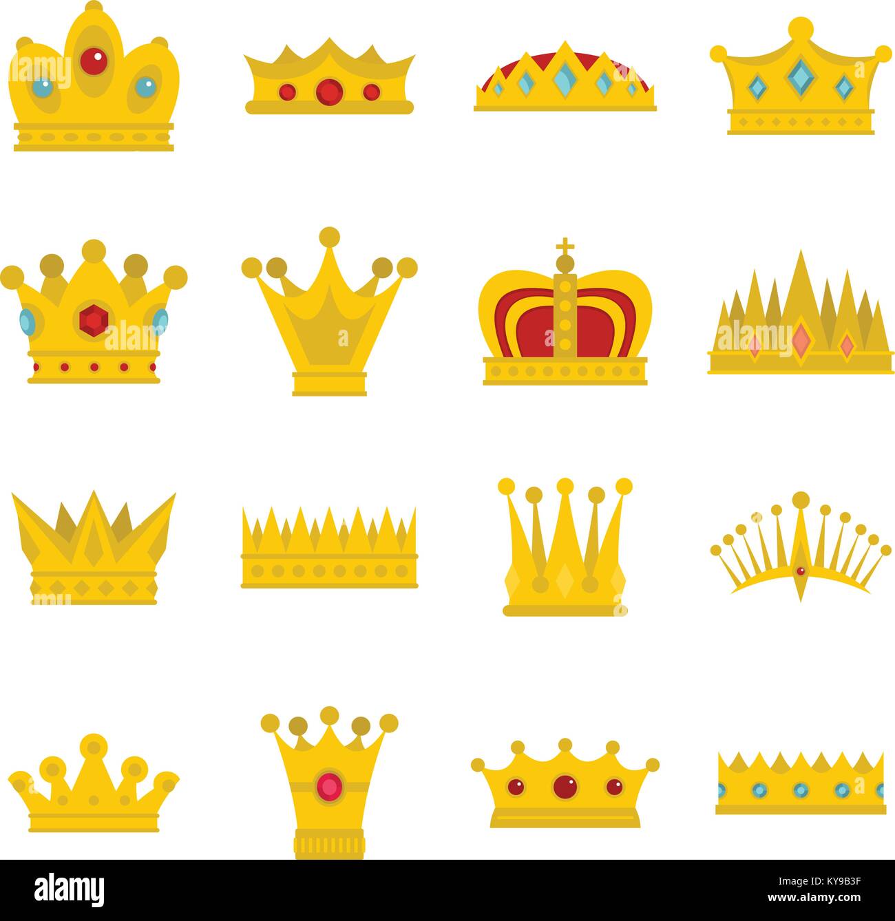 Crown icons set in flat style isolated vector illustration Stock Vector ...