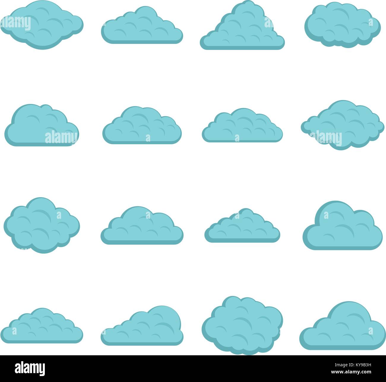 Clouds icons set in flat style isolated vector illustration Stock ...