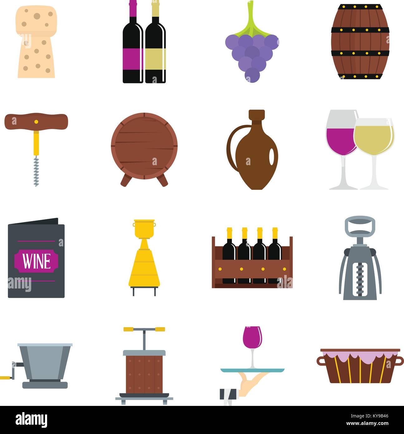 Wine icons set in flat style isolated vector illustration Stock Vector ...