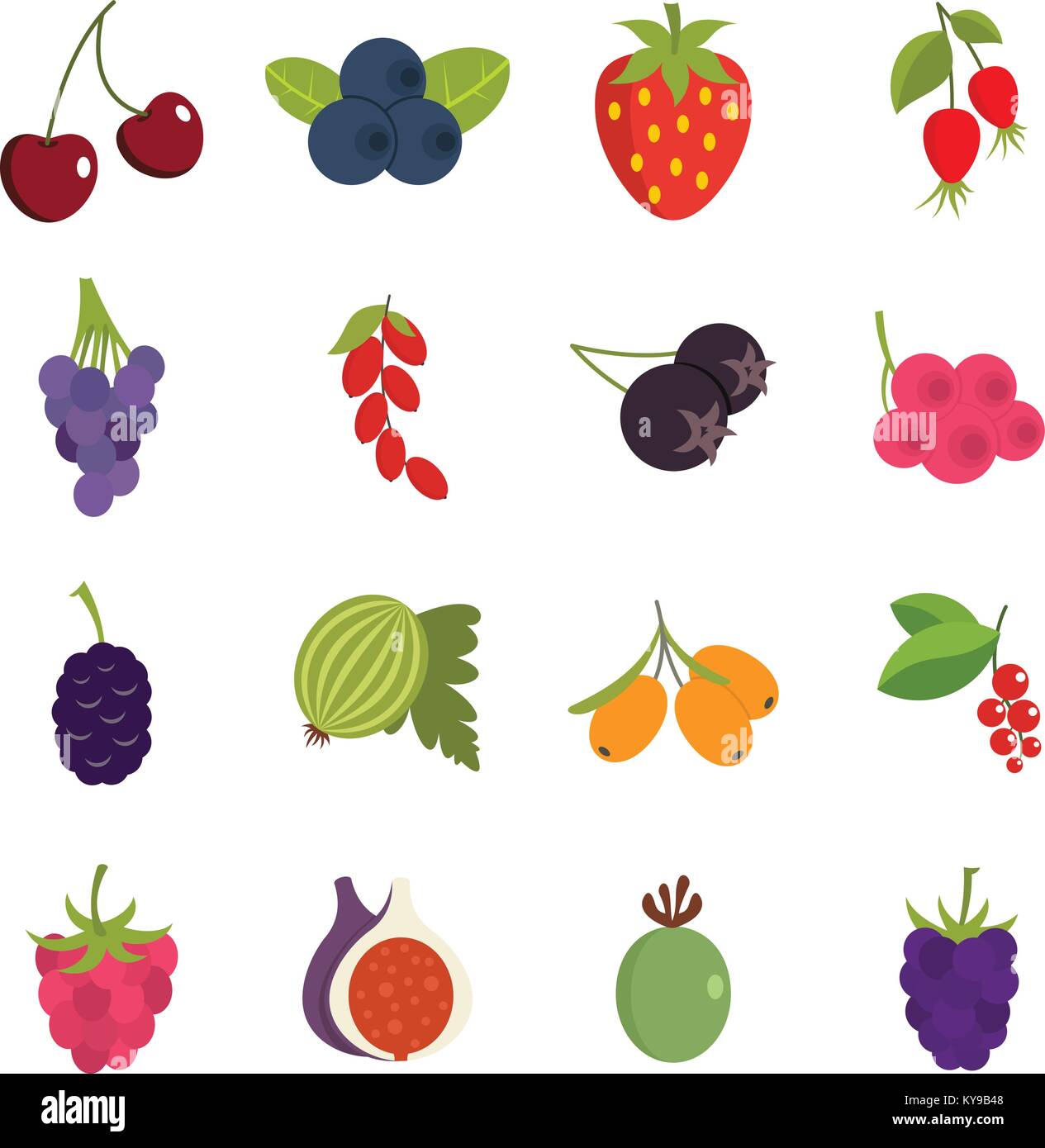 Berries icons set in flat style isolated vector illustration Stock ...