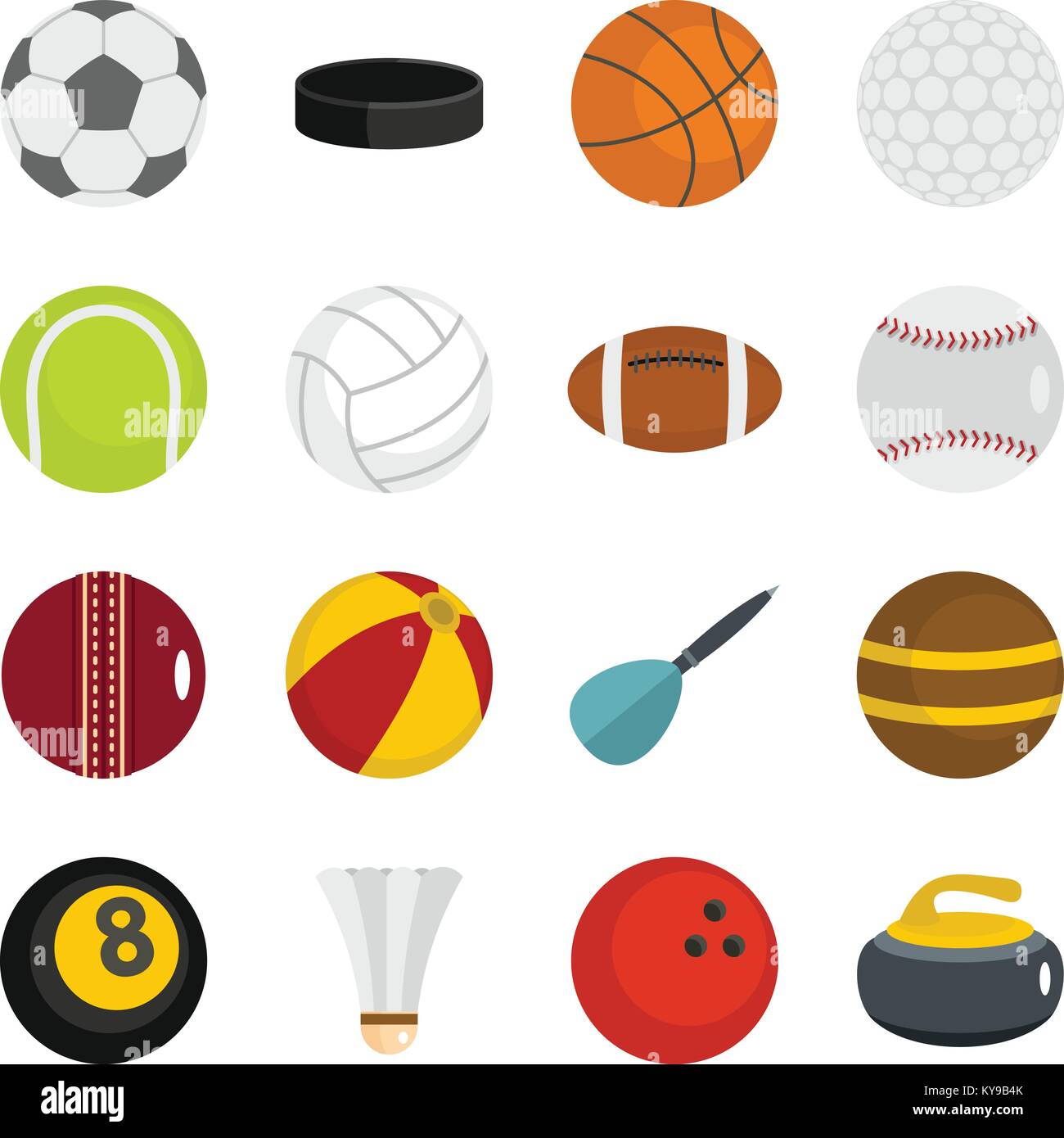 Sport balls icons set in flat style isolated vector illustration Stock