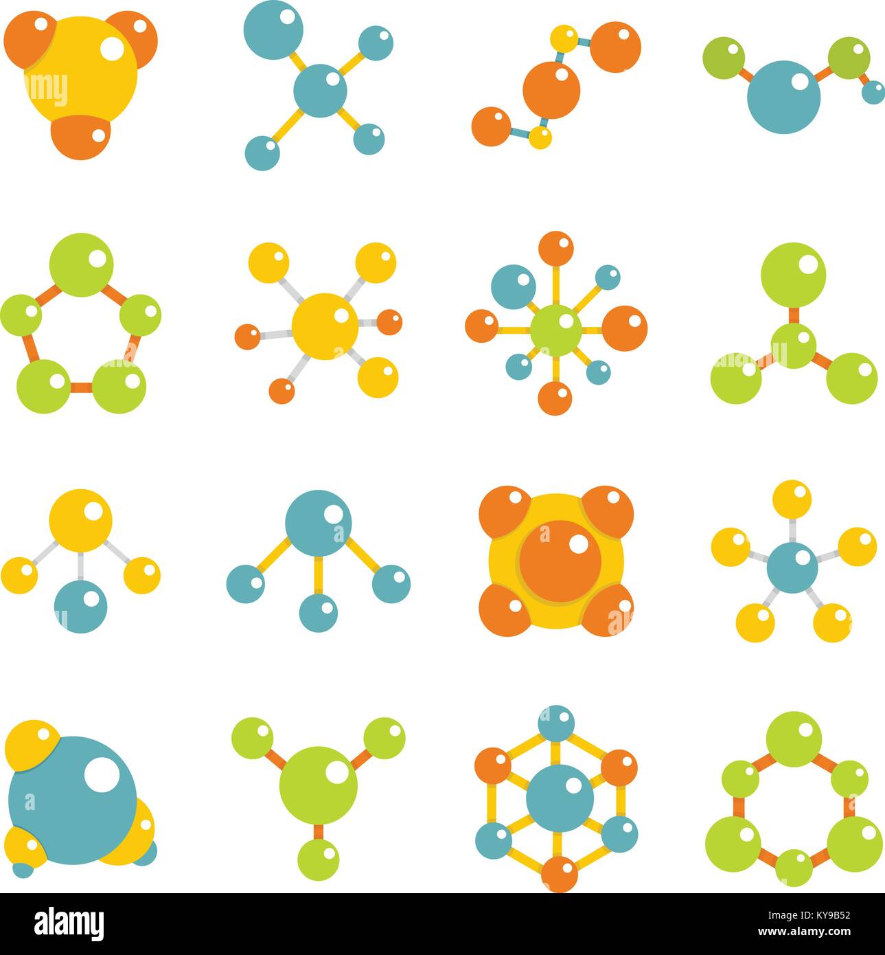 Molecule icons set in flat style isolated vector illustration Stock ...