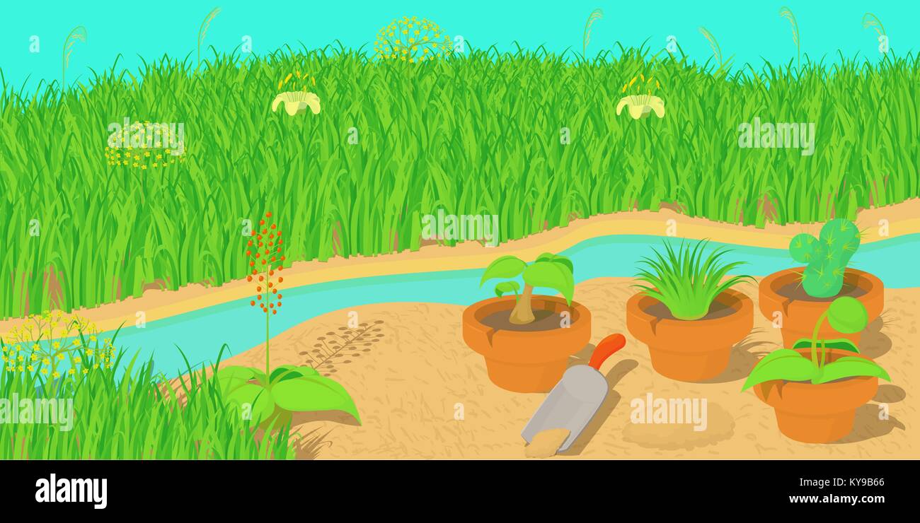 Nature Landscape Horizontal Banner Concept Cartoon Illustration