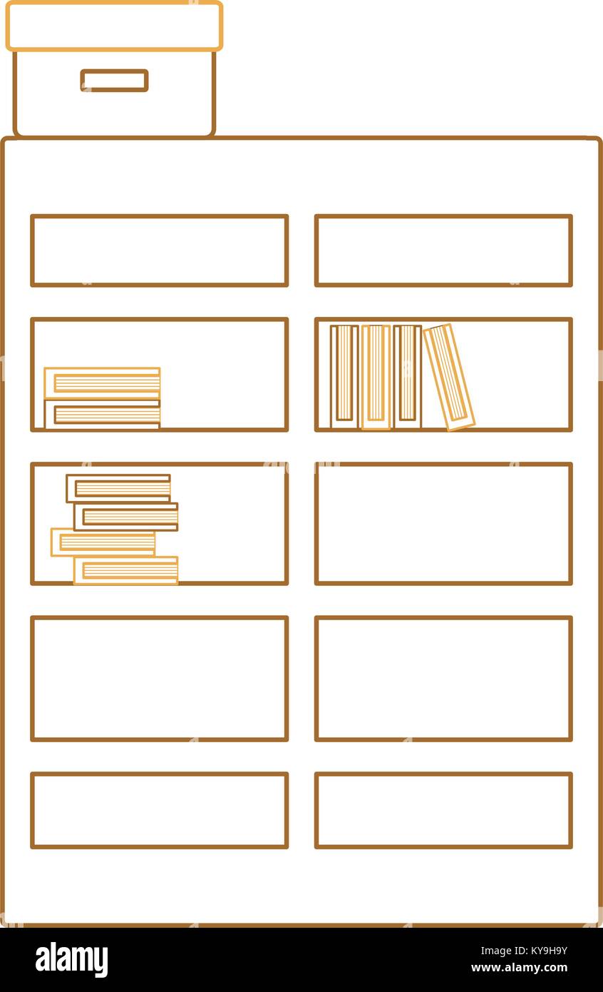 color line bookcase with books inside and box archive Stock Vector ...