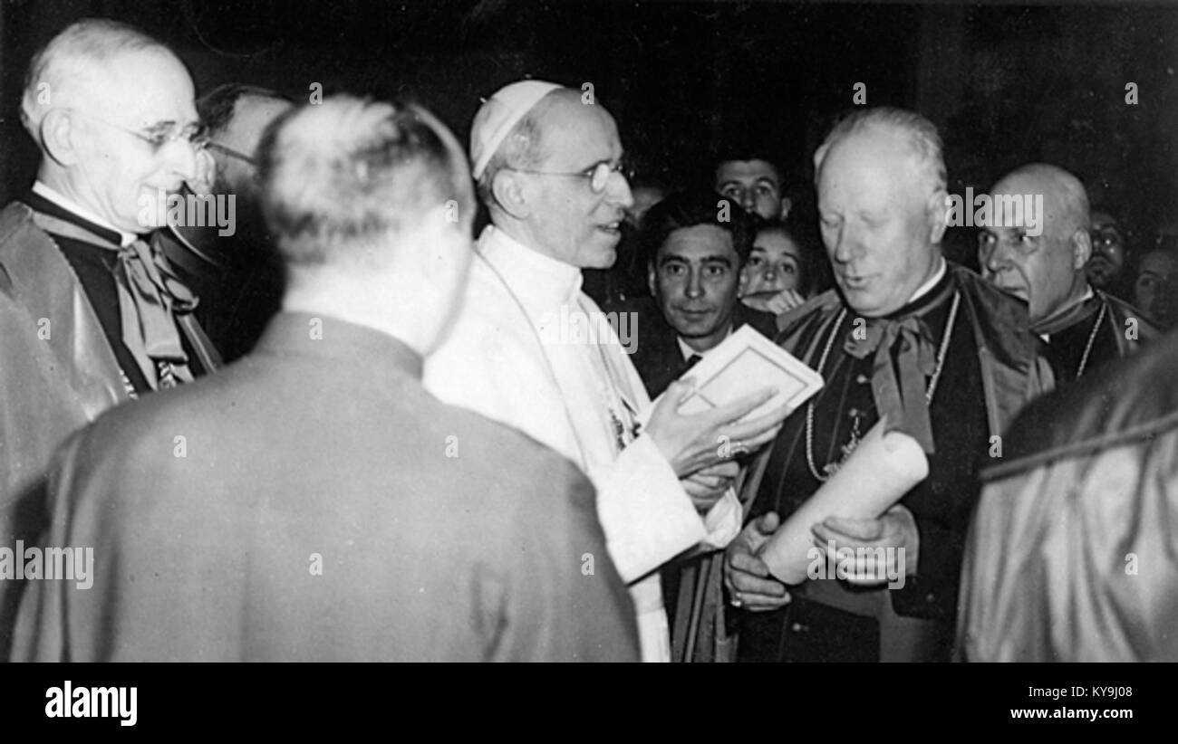 This photograph captures Pope Pius XII with Gregorij Rozman, reflecting ...