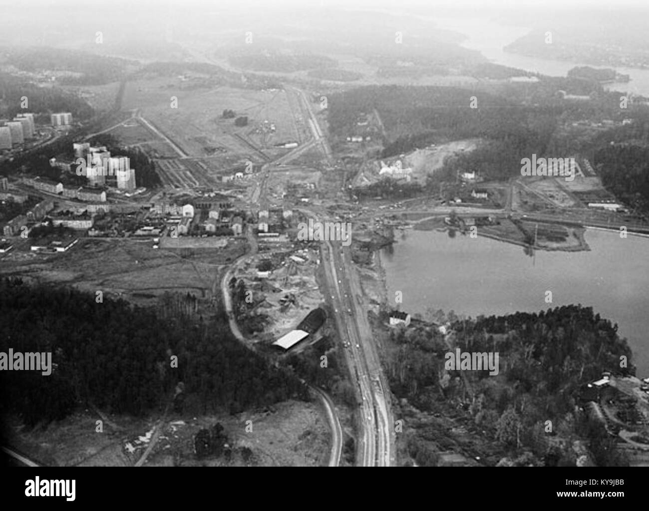 Solna - Uppsalavägen Enköpingsvägen - Ulriksdal, Flygfoto 01, Foto Erik Claesson, 1967, Riksantikvarieämbetet Stock Photo