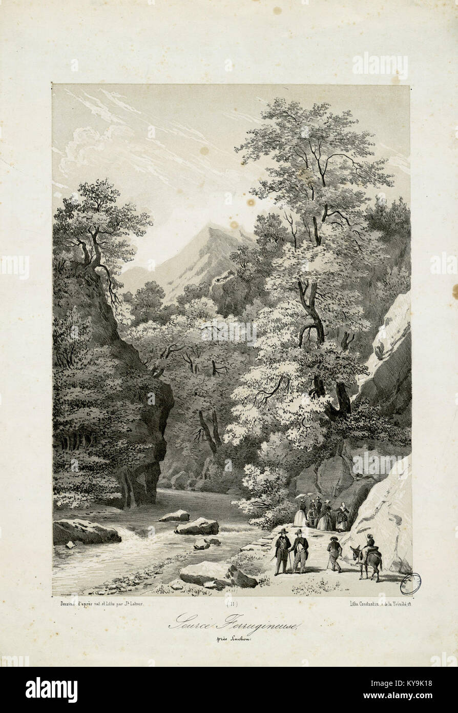 Natural Spring France A photograph of the ferruginous spring near Luchon, France, showcasing ...