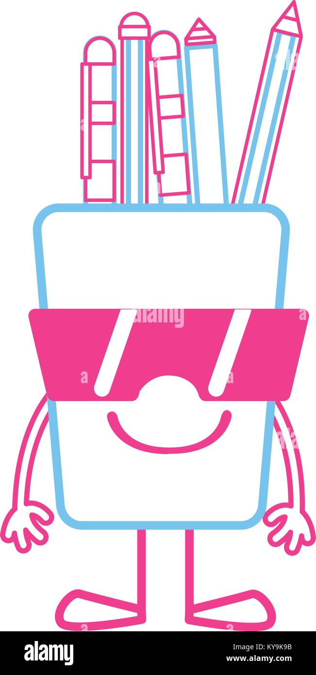 color line happy tools cup kawaii with arms and legs Stock Vector