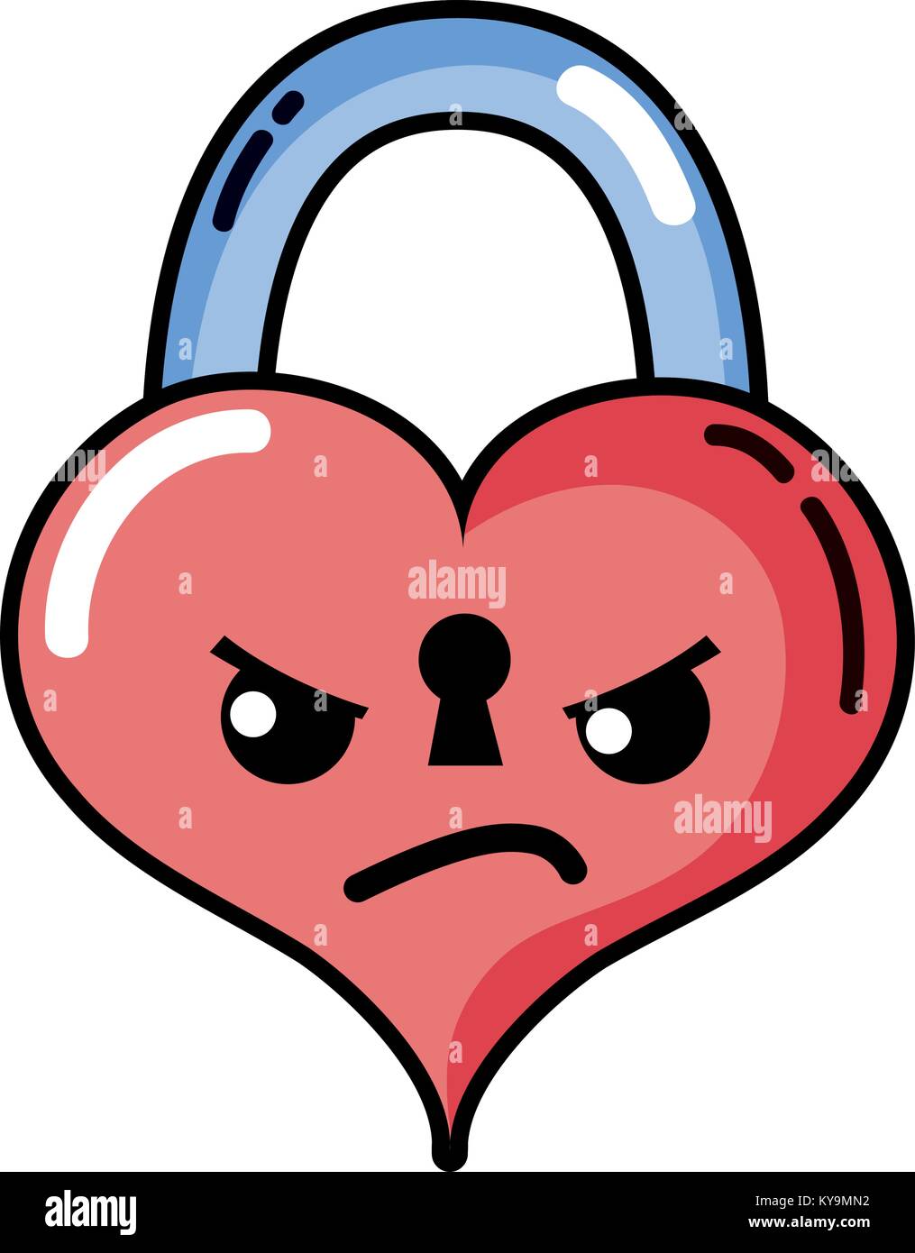 angry heart padlock kawaii personage Stock Vector Image & Art - Alamy