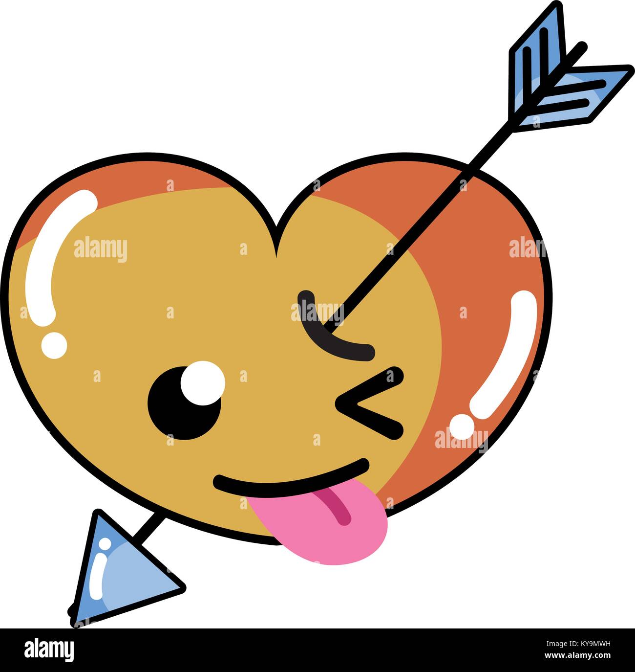 funny heart with arrow kawaii character Stock Vector Image & Art - Alamy