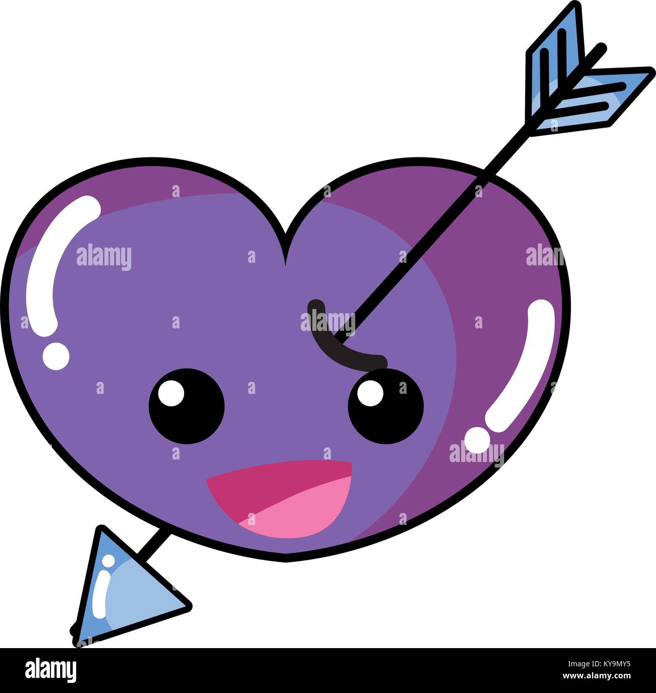 happy heart with arrow kawaii character Stock Vector Image & Art - Alamy