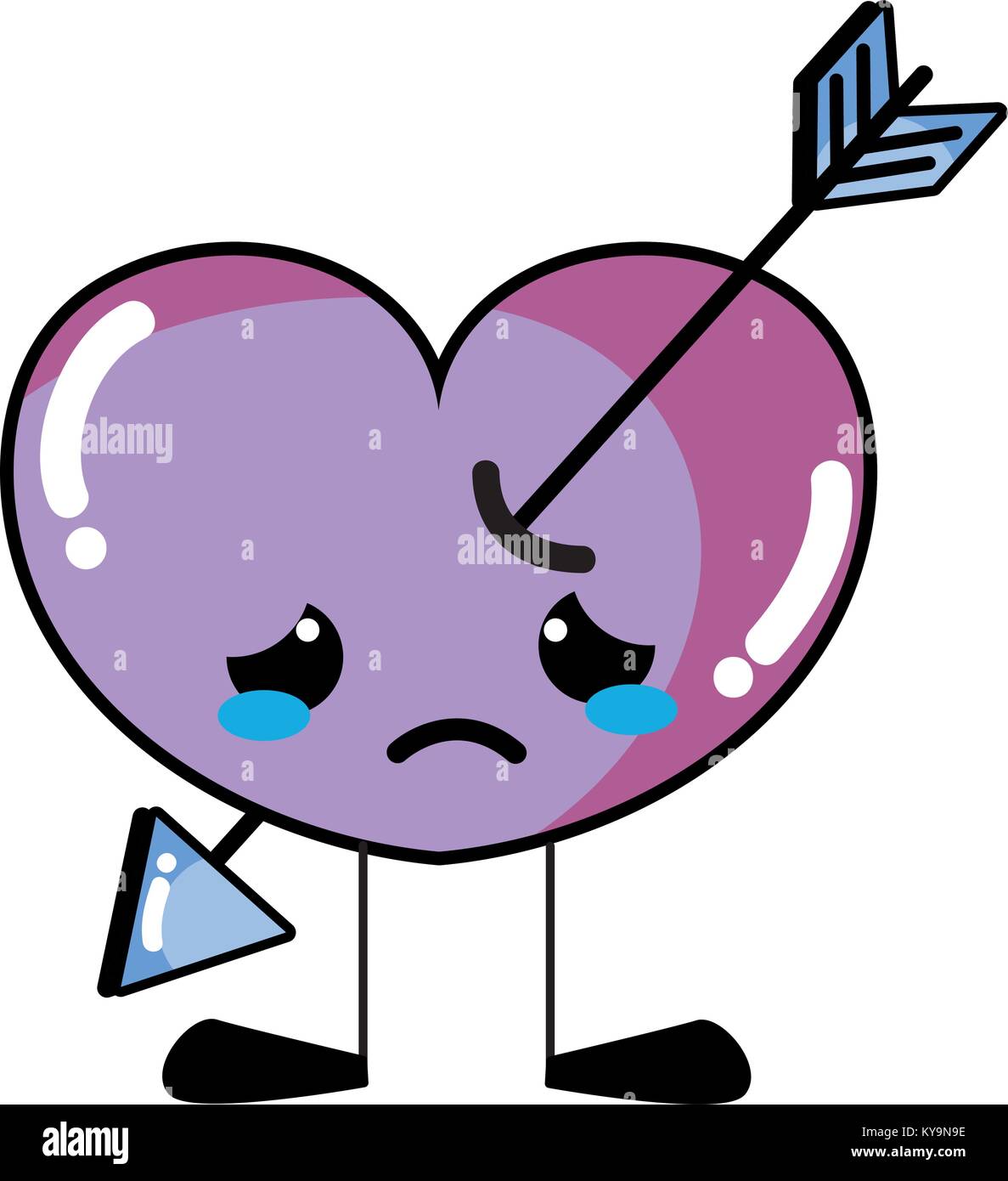 crying heart with arrow kawaii and legs Stock Vector Image & Art - Alamy