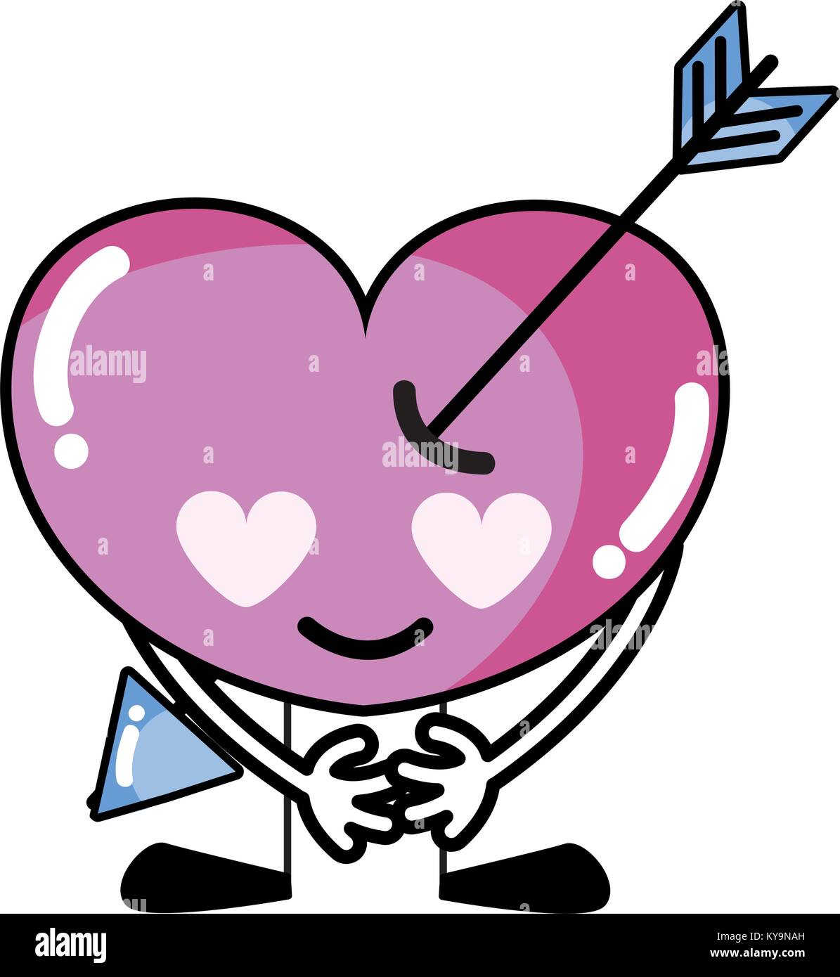heart with arrow in love kawaii with arms and legs Stock Vector Image ...