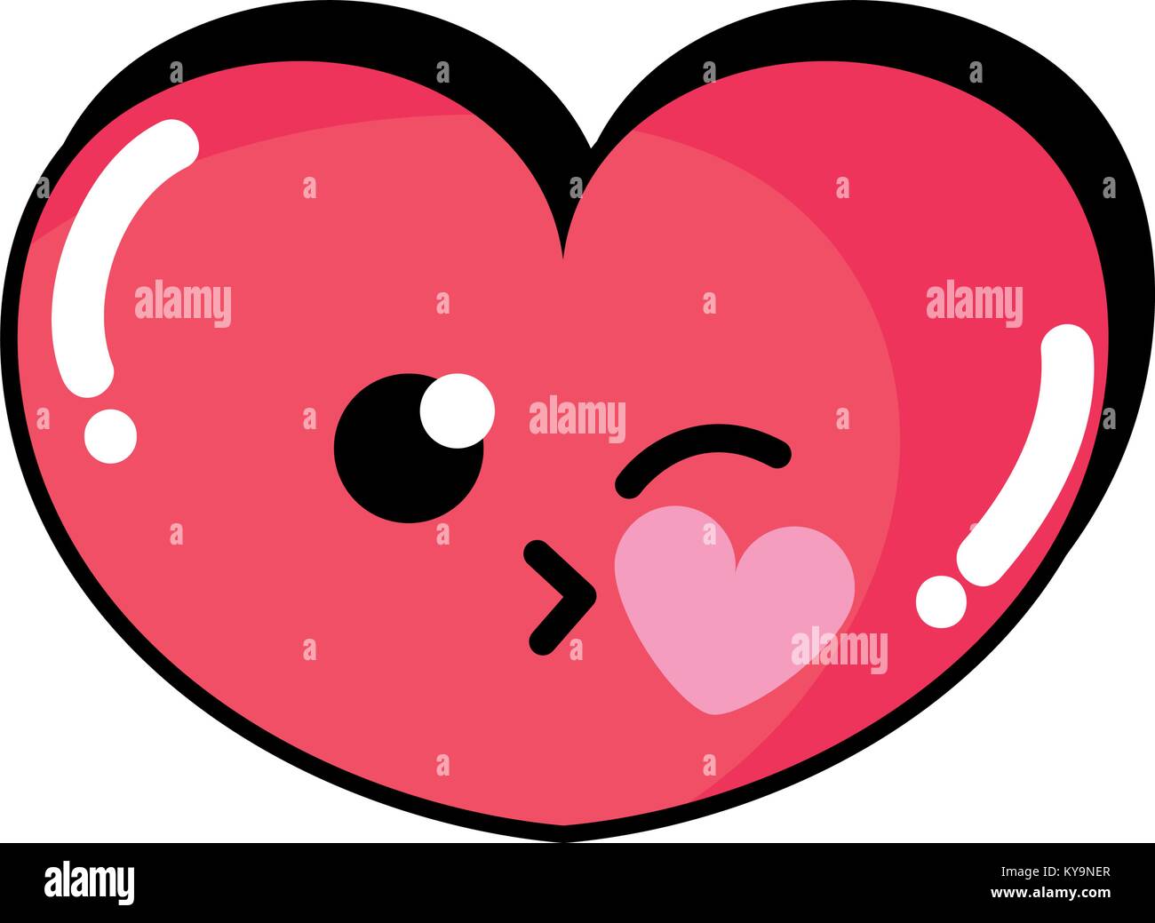 cute heart with kiss kawaii cartoon Stock Vector Image & Art - Alamy