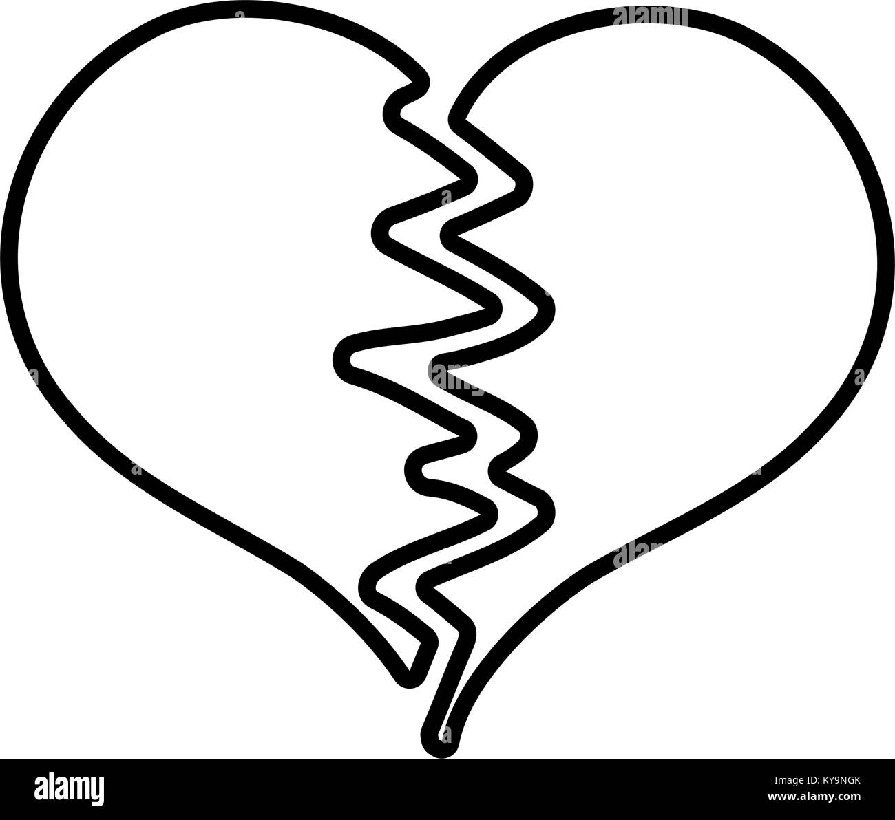 line heart symbol of love broken design Stock Vector Image & Art - Alamy