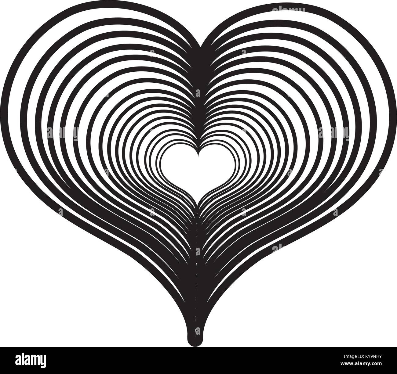 line heart love with engraving design decoration Stock Vector