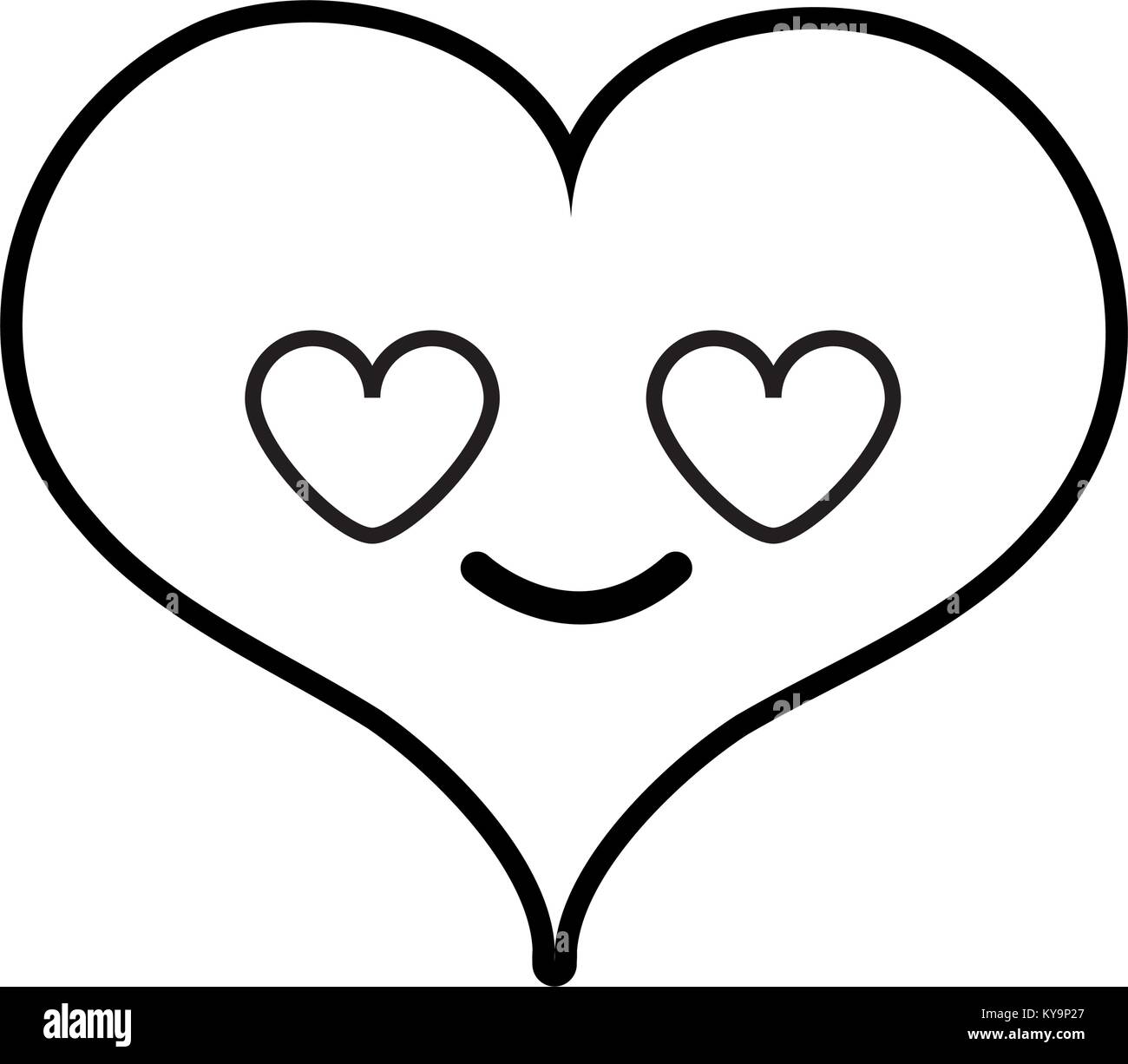 Line Heart Kawaii Symbol Of Love With Closed Eyes Stock Vector Image Art Alamy