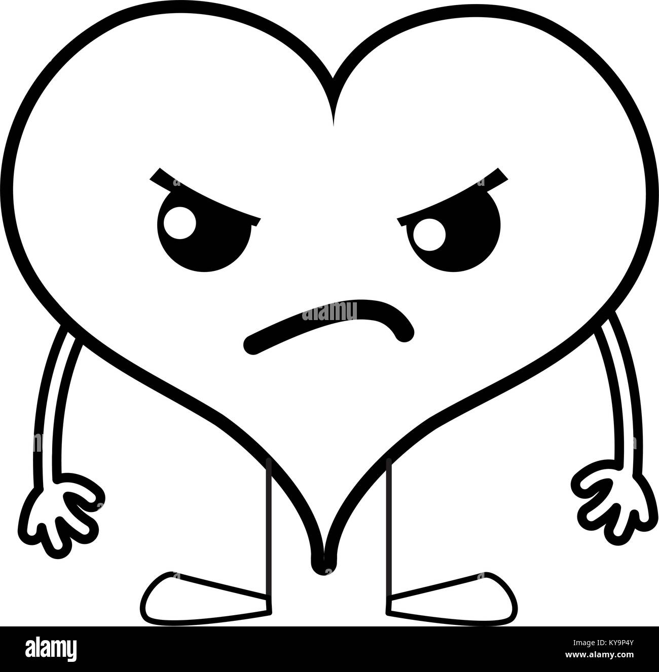 line angry heart passion kawaii with arms and legs Stock Vector Image ...