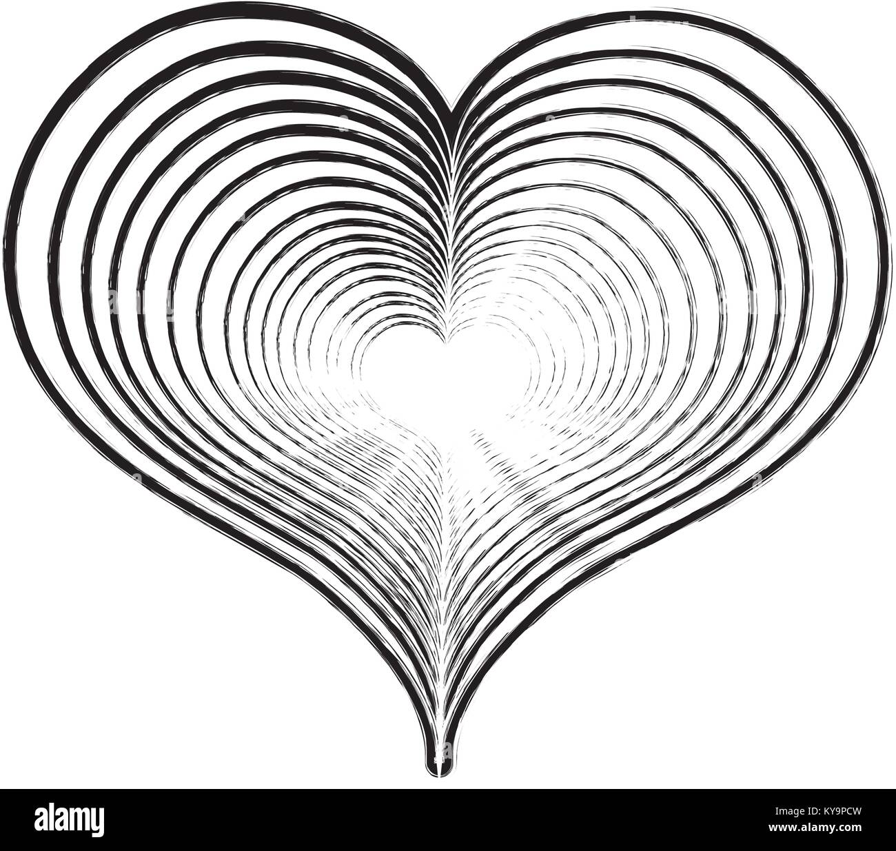 figure heart love with engraving design decoration Stock Vector