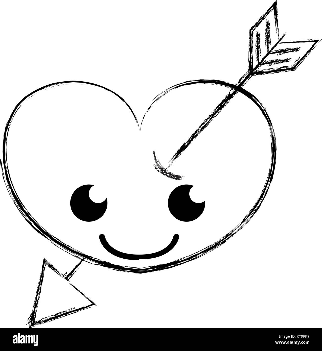 figure smile heart with arrow kawaii character Stock Vector Image & Art ...