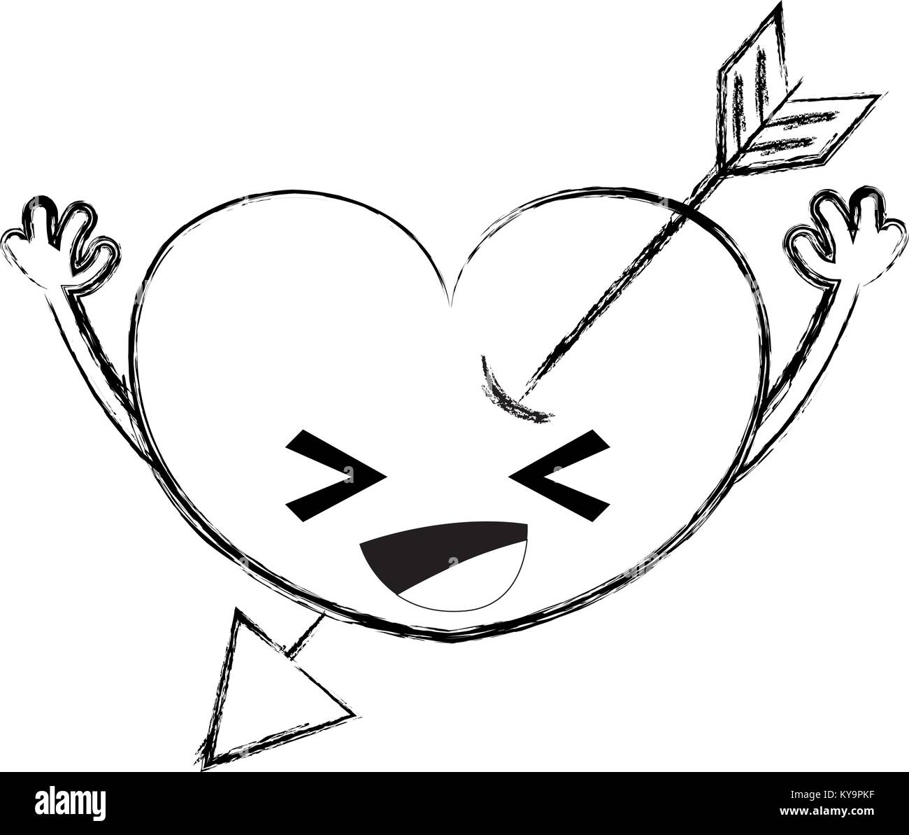 figure happy heart with arrow kawaii and arms Stock Vector Image & Art ...