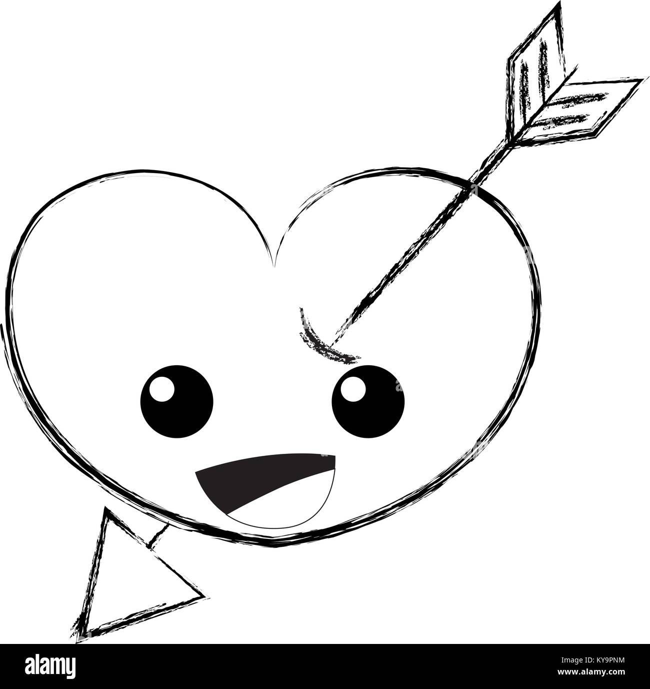 figure happy heart with arrow kawaii character Stock Vector Image & Art ...