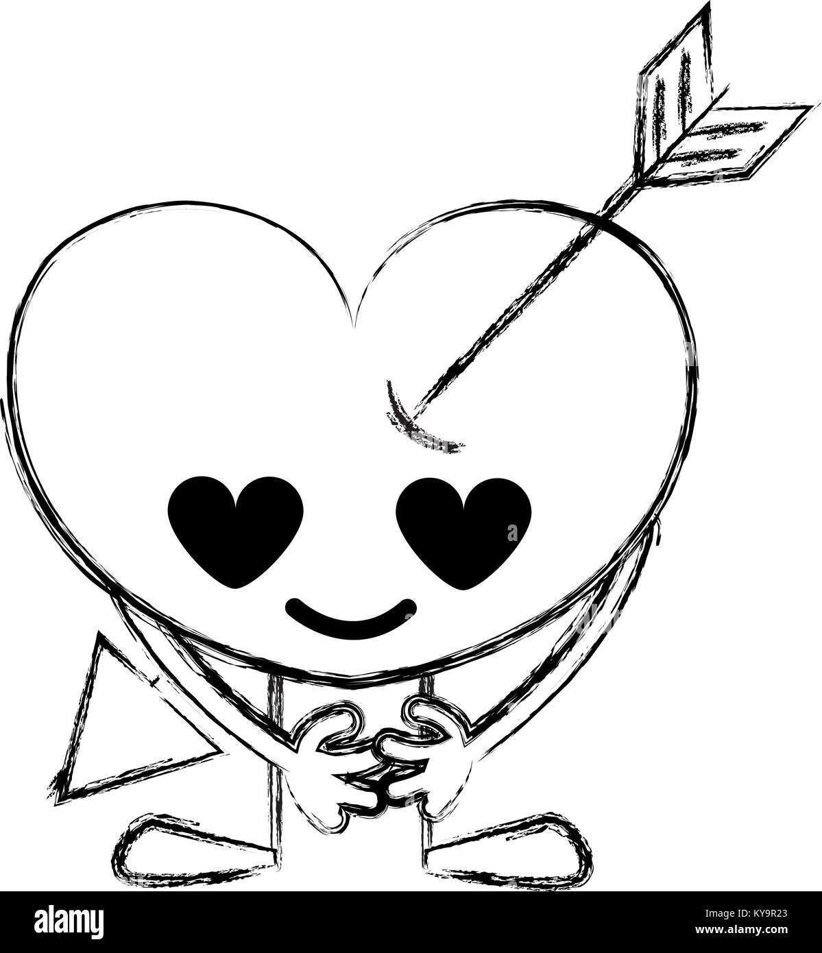 figure heart with arrow in love kawaii with arms and legs Stock Vector ...