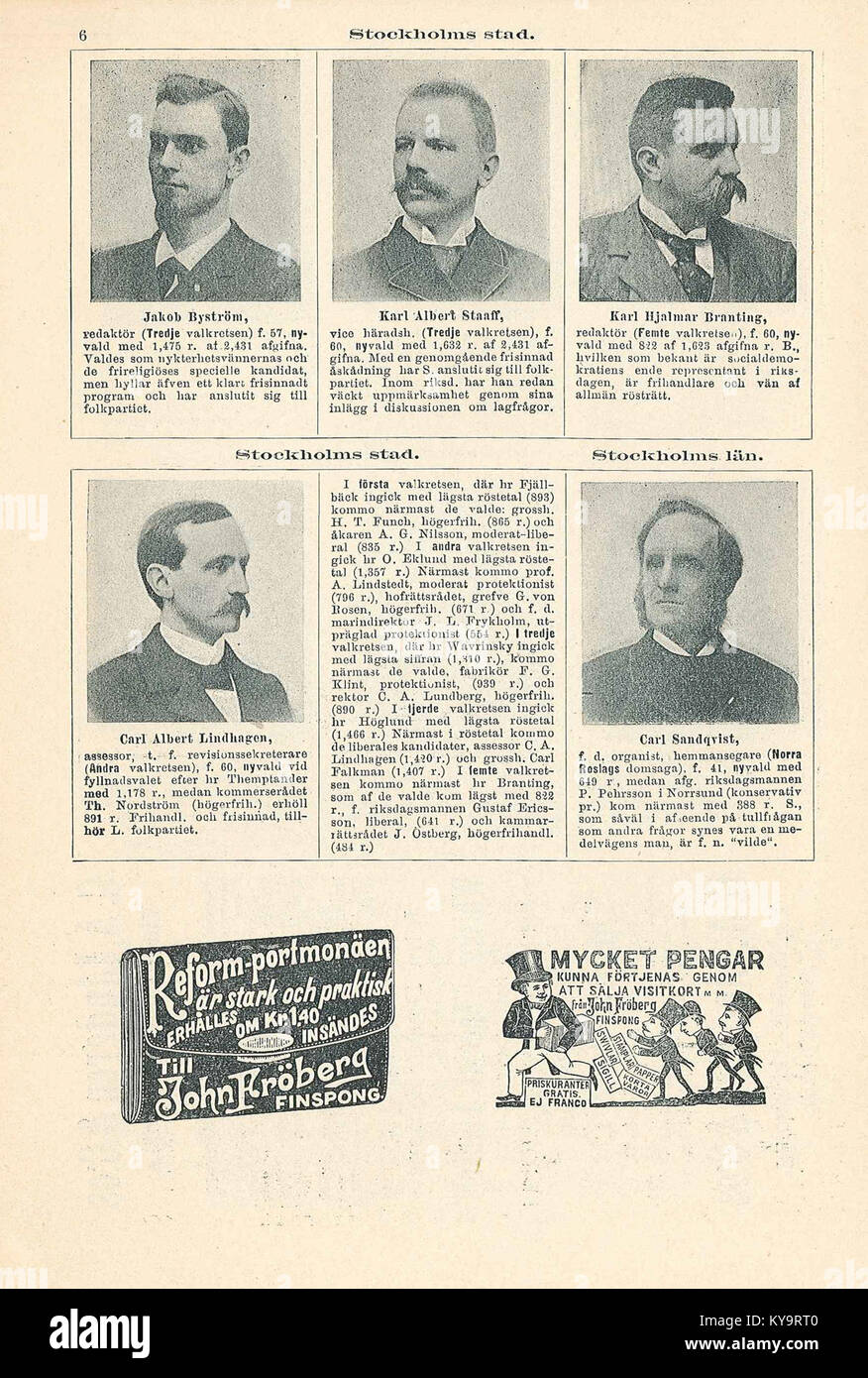 Riksdagen 1897, sida 06 (Stockholms stad och län) Stock Photo