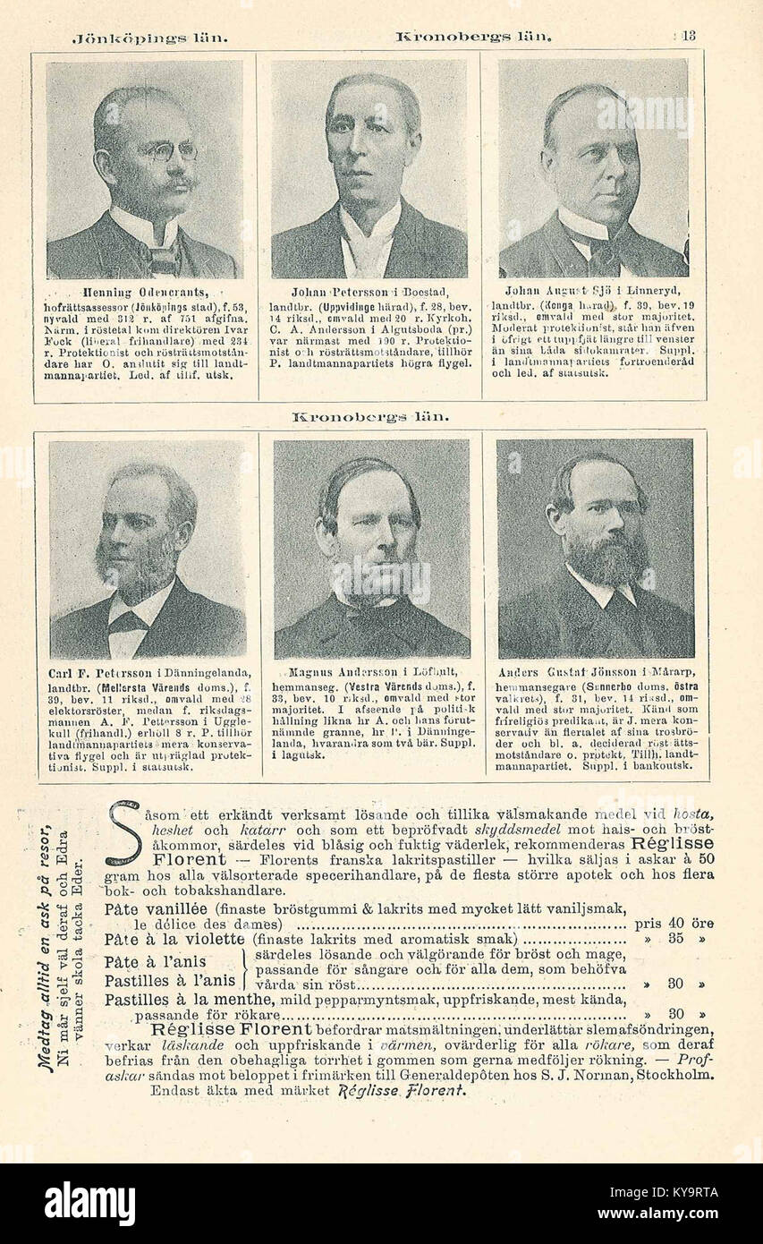 Riksdagen 1897, sida 13 (Jönköpings län, Kronobergs län) Stock Photo
