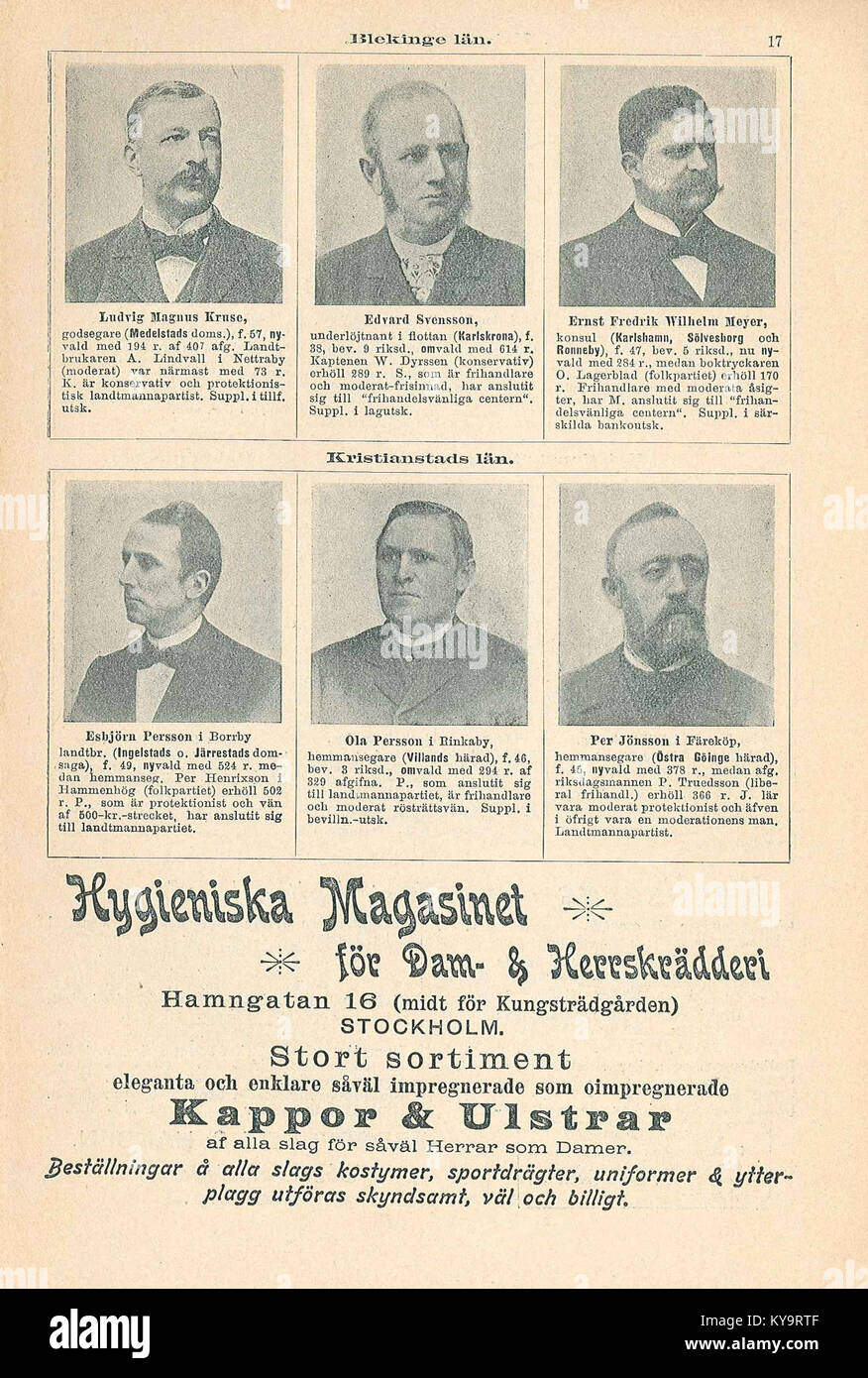 Riksdagen 1897, sida 17 (Blekinge län, Kristianstads län Stock Photo - Alamy