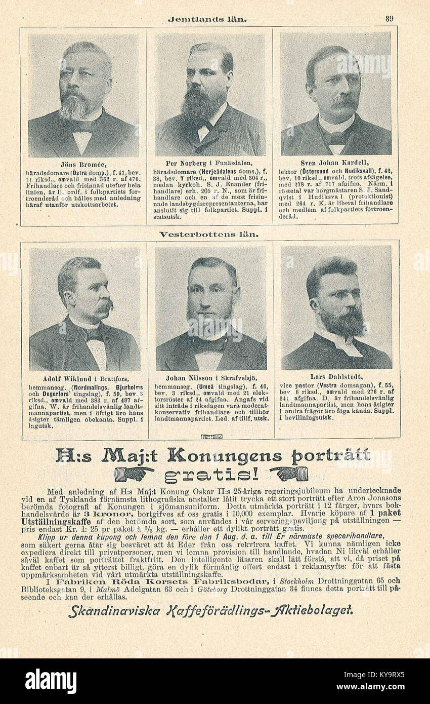 Riksdagen 1897, sida 39 (Jämtlands län, Västerbottens län) Stock Photo