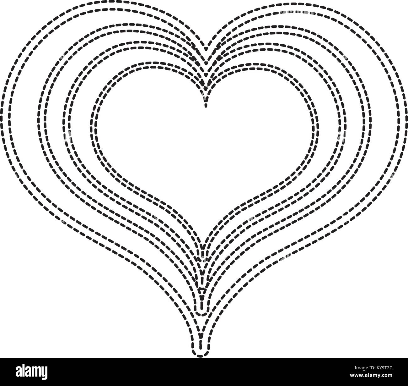 dotted shape heart love with engraving design decoration Stock Vector