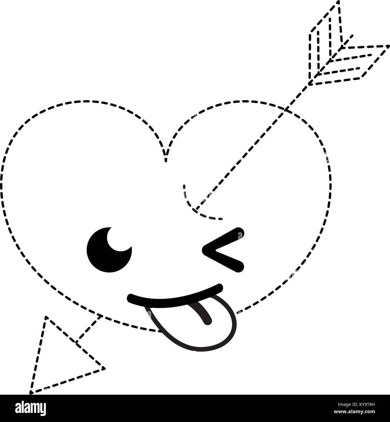 dotted shape funny heart with arrow kawaii character Stock Vector Image ...