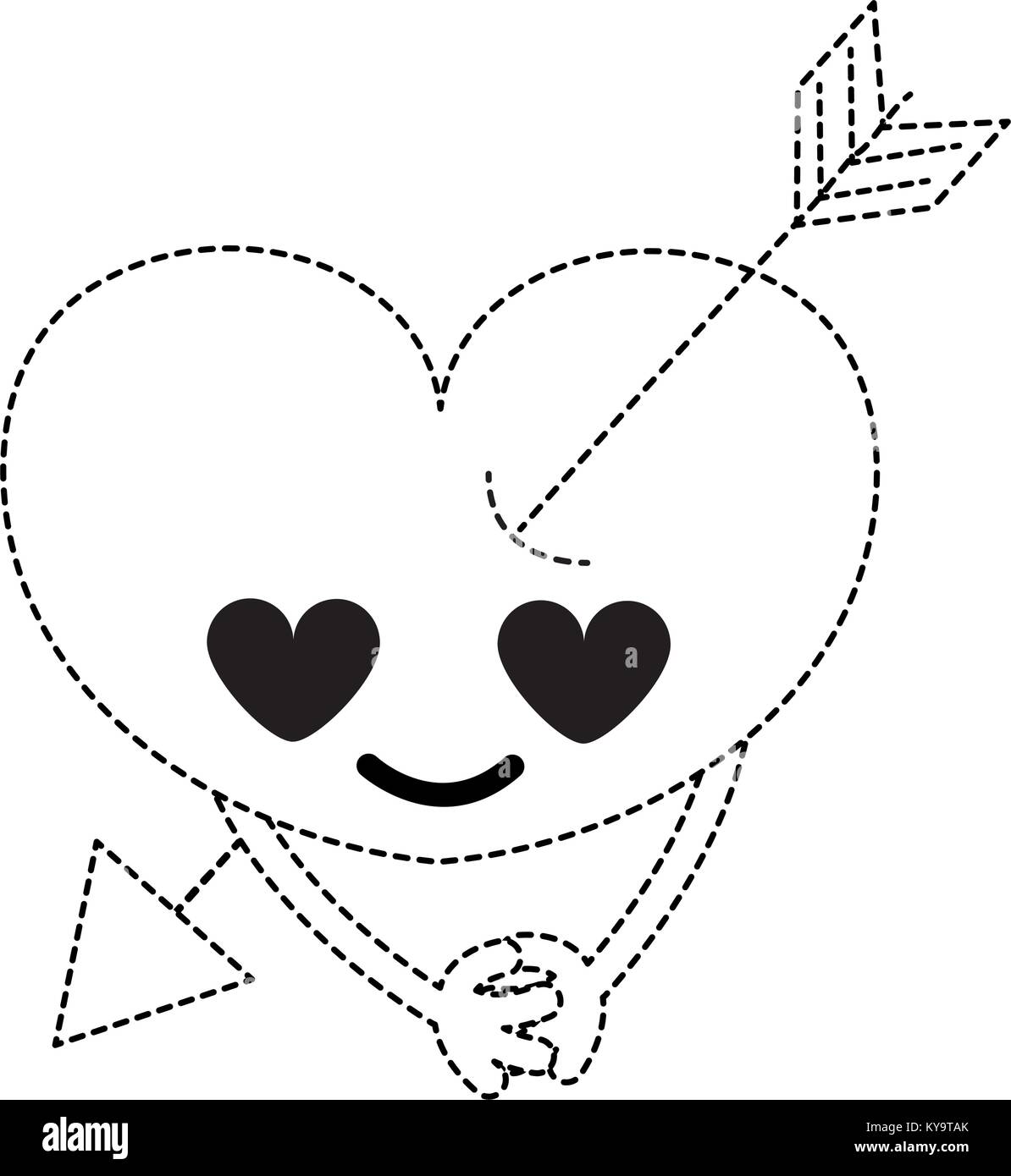 dotted shape heart with arrow in love kawaii and arms Stock Vector ...