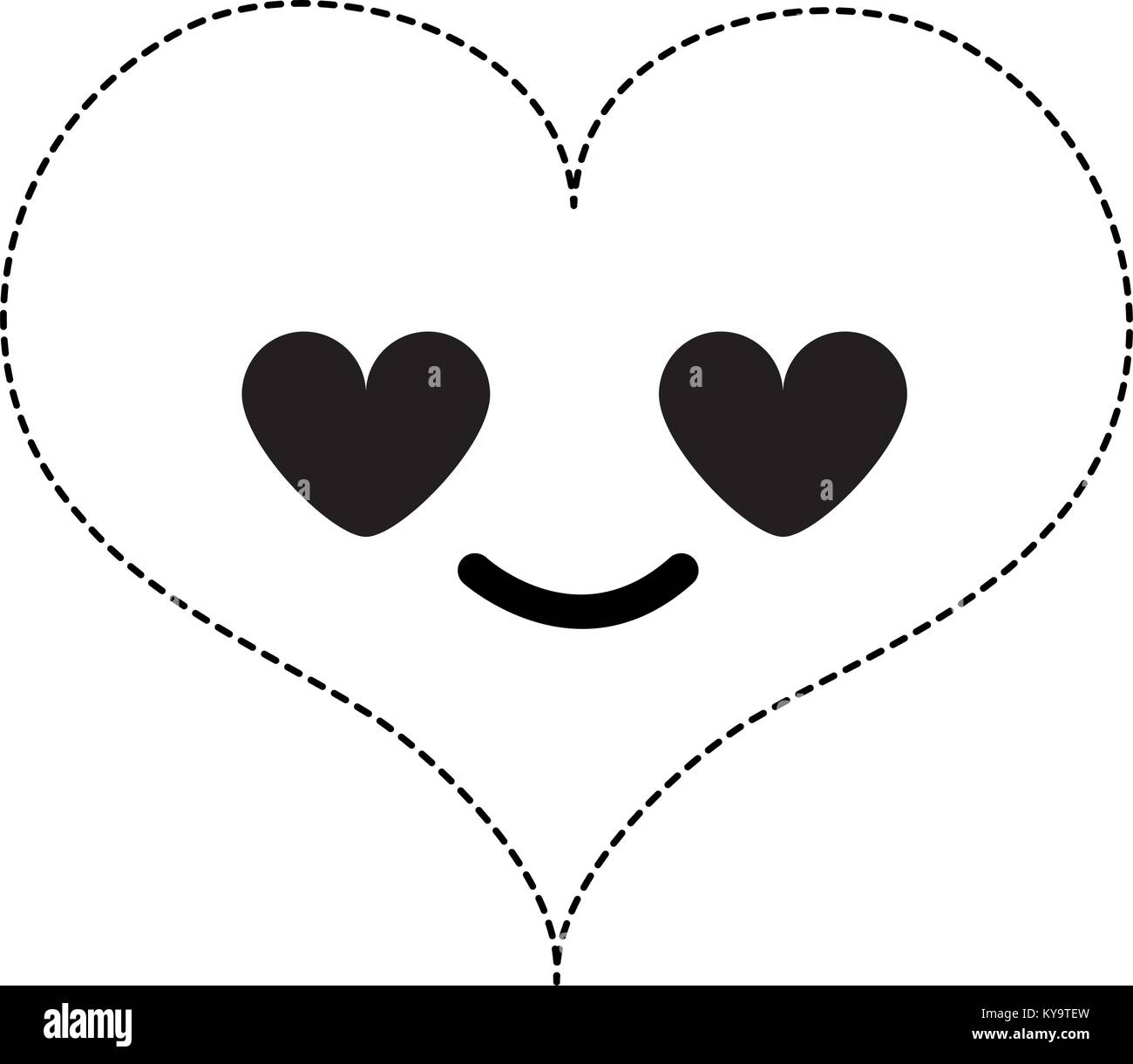 dotted shape heart passion in love kawaii character Stock Vector Image ...