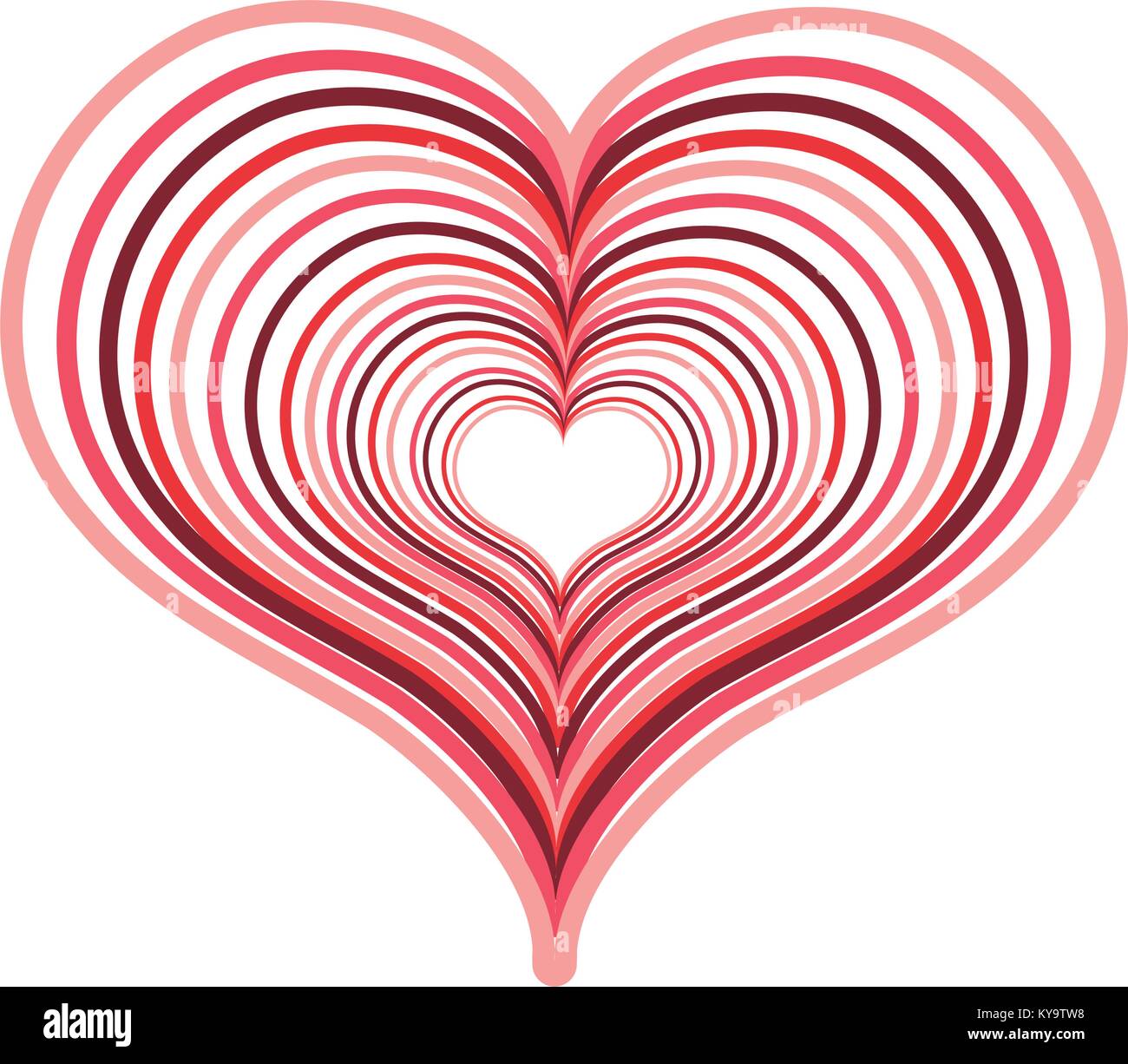 colorful heart love with engraving design decoration Stock Vector