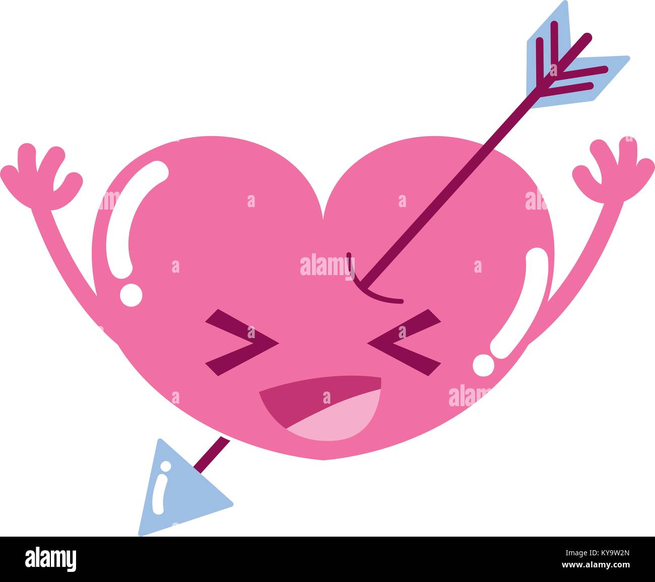 colorful happy heart with arrow kawaii and arms Stock Vector Image ...