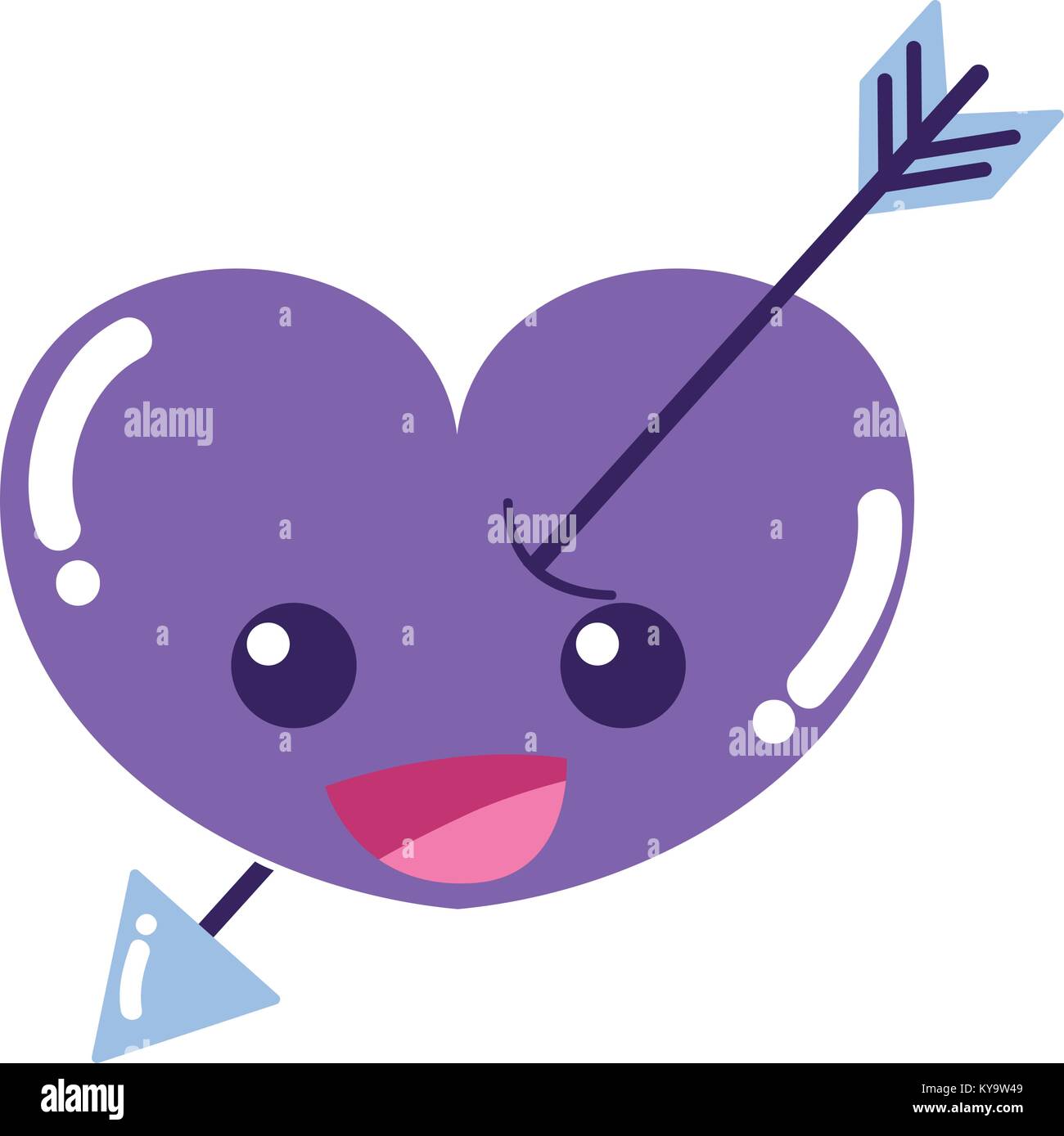colorful happy heart with arrow kawaii character Stock Vector Image ...