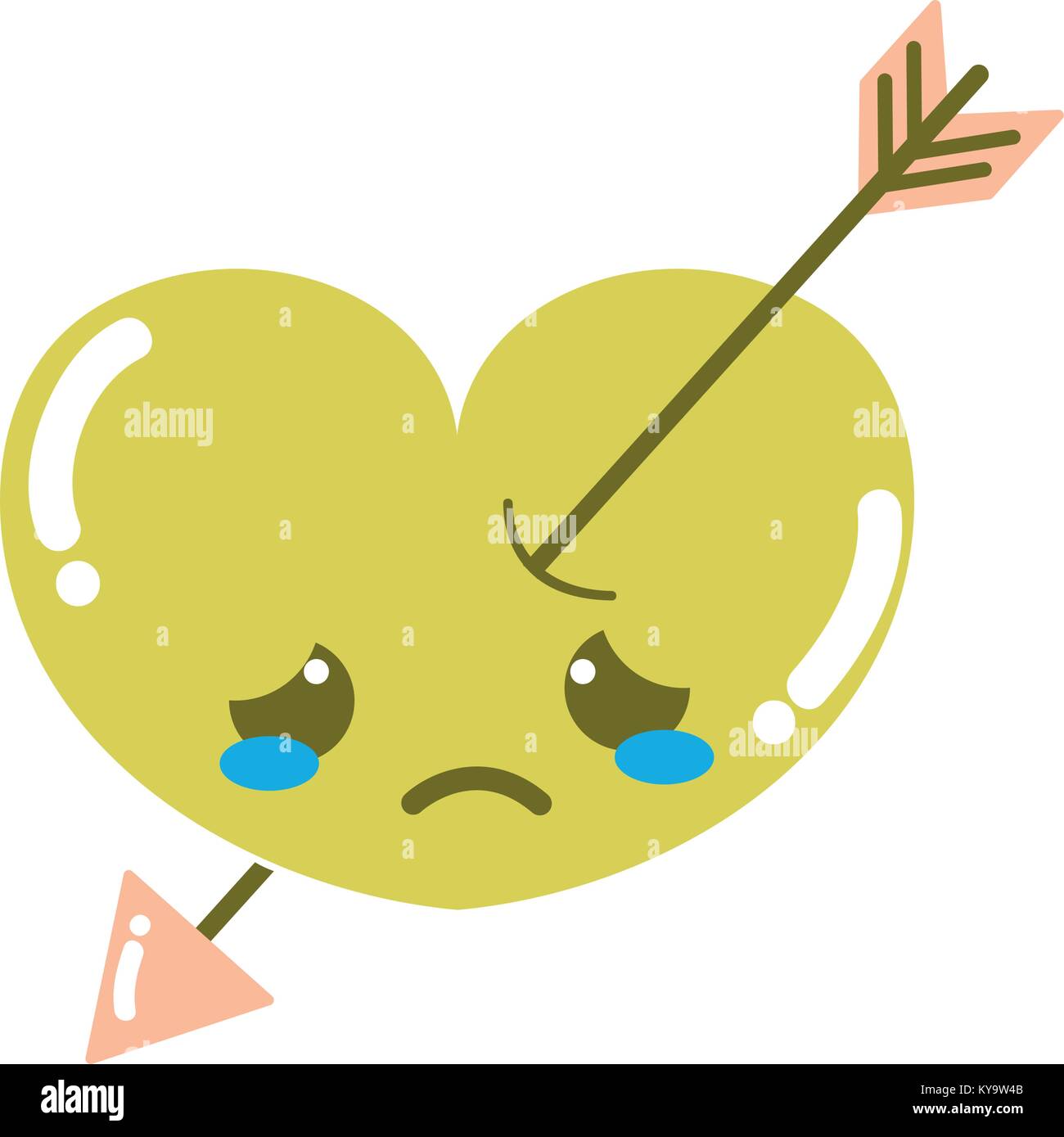 colorful crying heart with arrow kawaii character Stock Vector Image ...