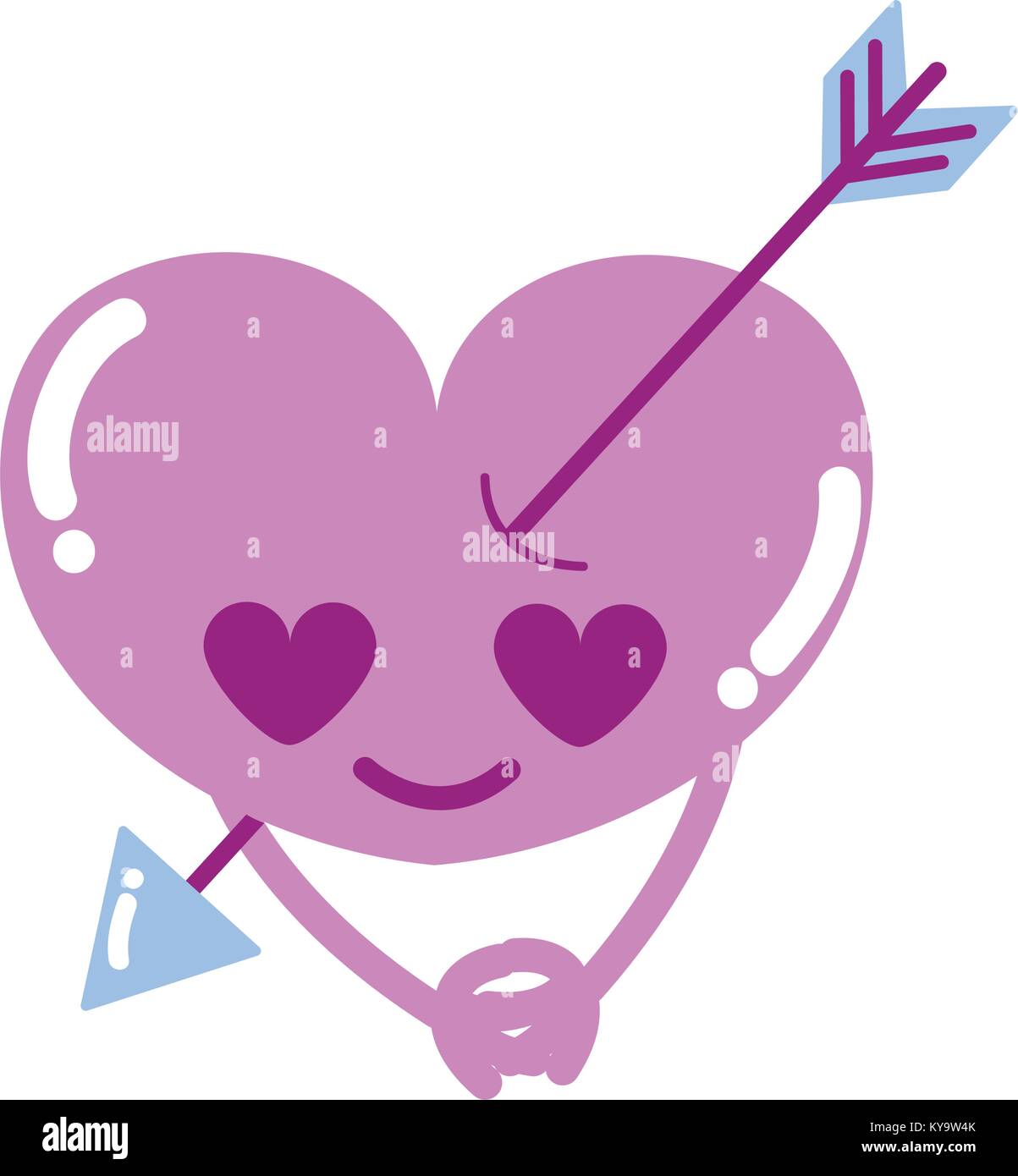 colorful heart with arrow in love kawaii and arms Stock Vector Image ...