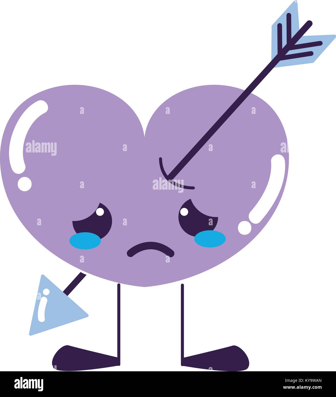 colorful crying heart with arrow kawaii and legs Stock Vector Image ...
