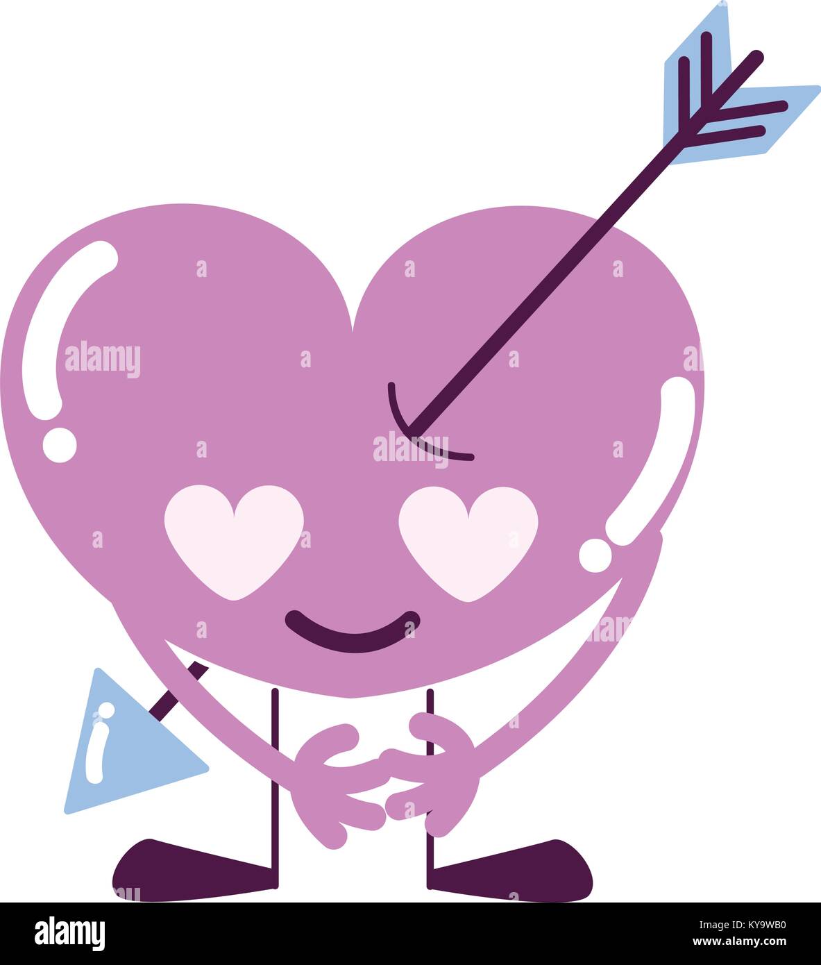 colorful heart with arrow in love kawaii with arms and legs Stock ...