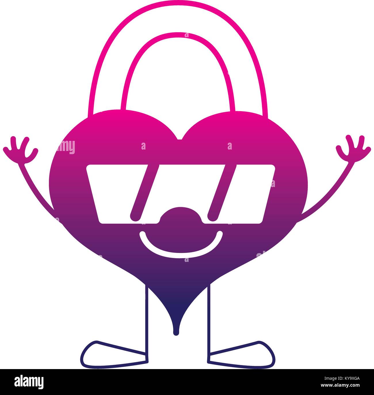 silhouette happy heart padlock with arms and legs Stock Vector Image ...