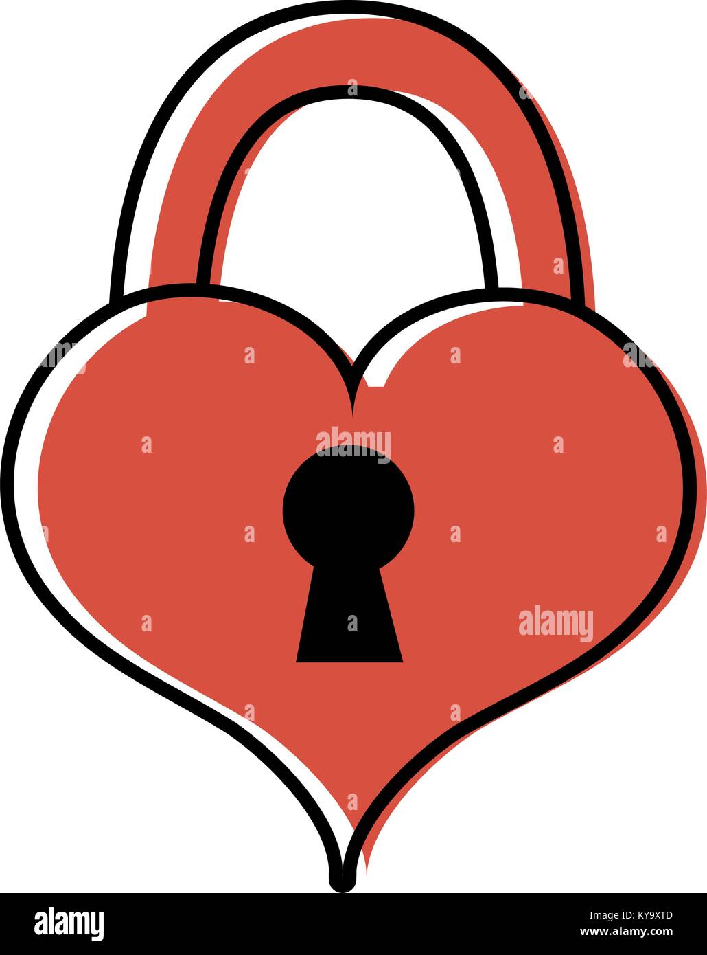 color heart love with padlock shape design Stock Vector Image & Art - Alamy